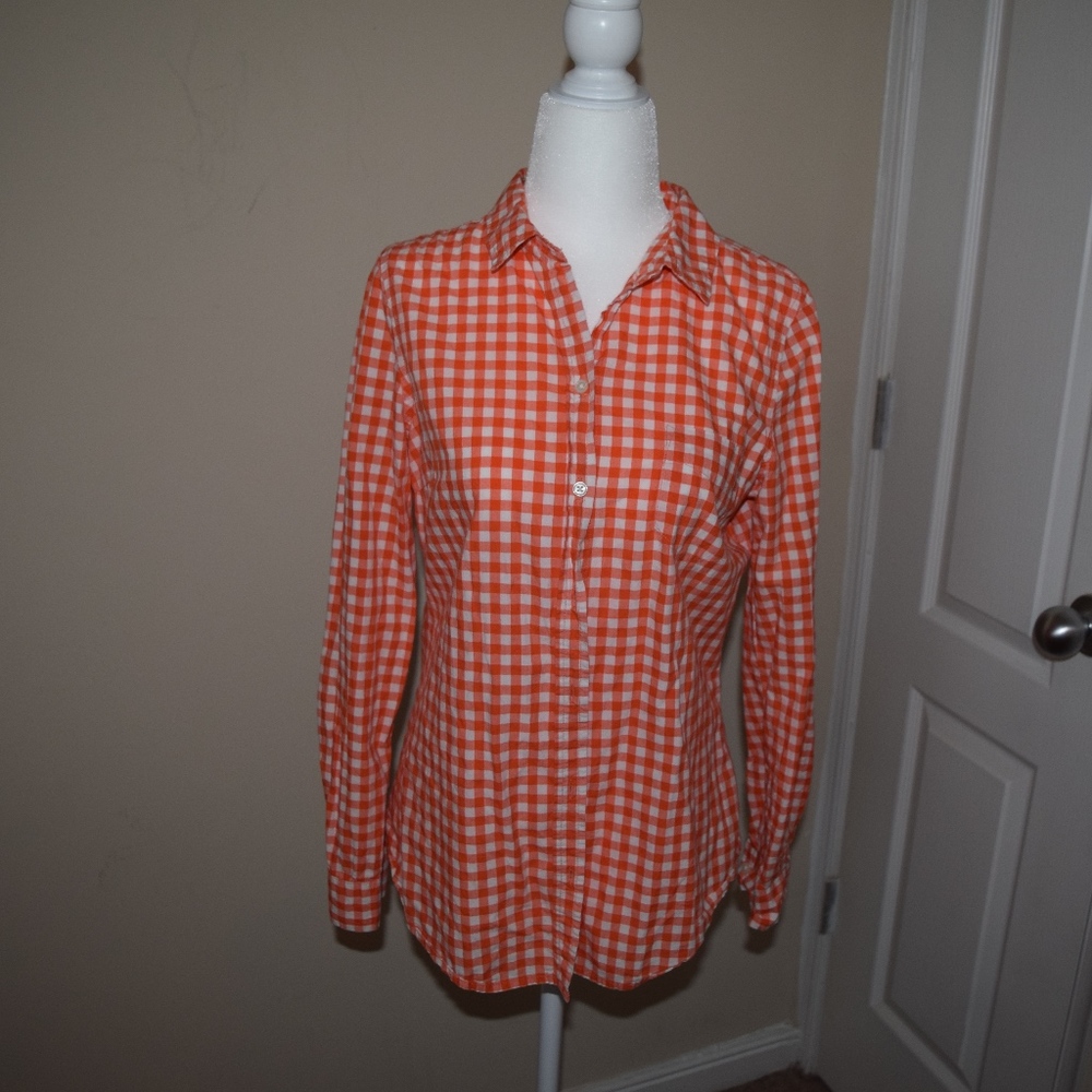 Gingham plaid checkered blouse long sleeve shirt